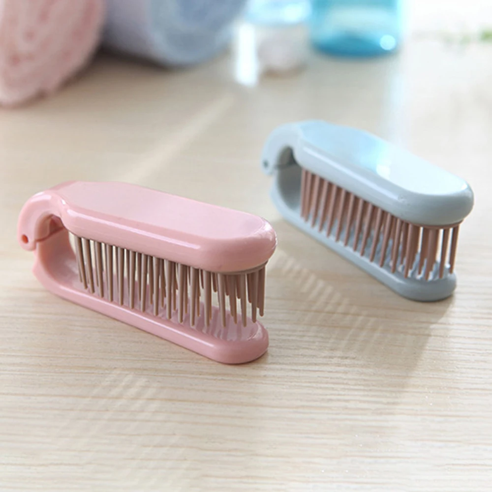 Blue Soft Tooth Travel Anti Static Foldable Hair Comb Head Massager Straight Hair Brush Hair Styling Accessaries