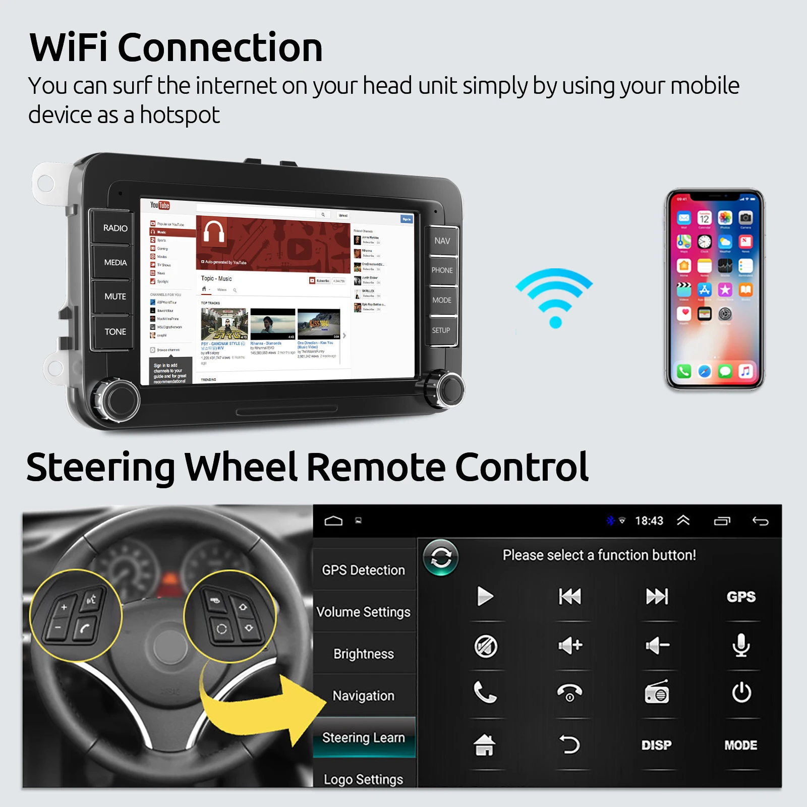 ESSGOO Android 13 4G 64G Für Volkswagen Passat b6 b7 golf 5 6 Polo Jetta Skoda Auto Radio multimedia-Player GPS WiFi RDS Carplay