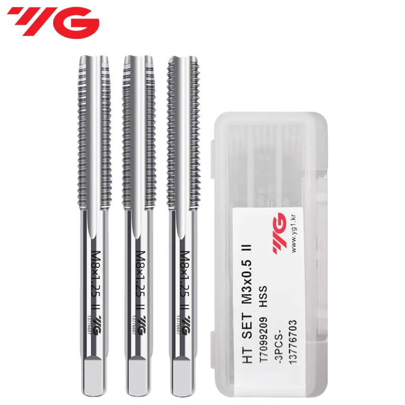 1 مجموعة كوريا YG HSS اليد Gewindebohrer مجموعة 3 قطعة Gerade Gewindebohrer T7099 M3 M4 M5 M6 M8 M10 M12 M14M16M20