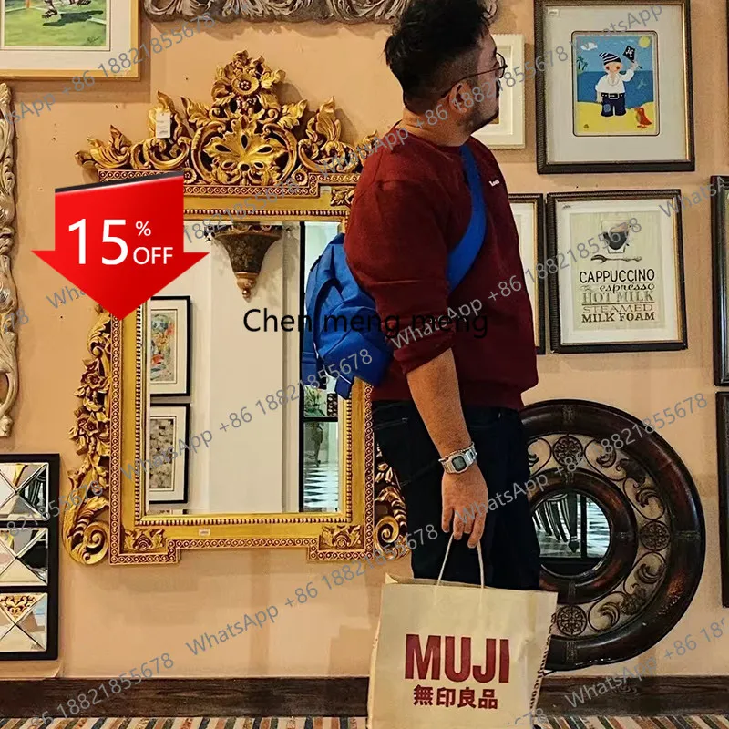 Q178 Wall Mounted Decorative Mirror Entryway Vintage Mirror French Fireplace Court Style Background Wall Mirror