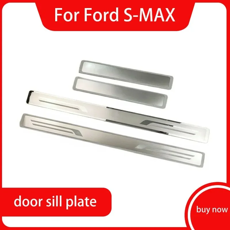 Ultrathin Stainless Steel Door Sill Scuff Plate Articlefor For Ford S-MAX Door Sill Protectors Cover 2007 2008 2009 2010-2019