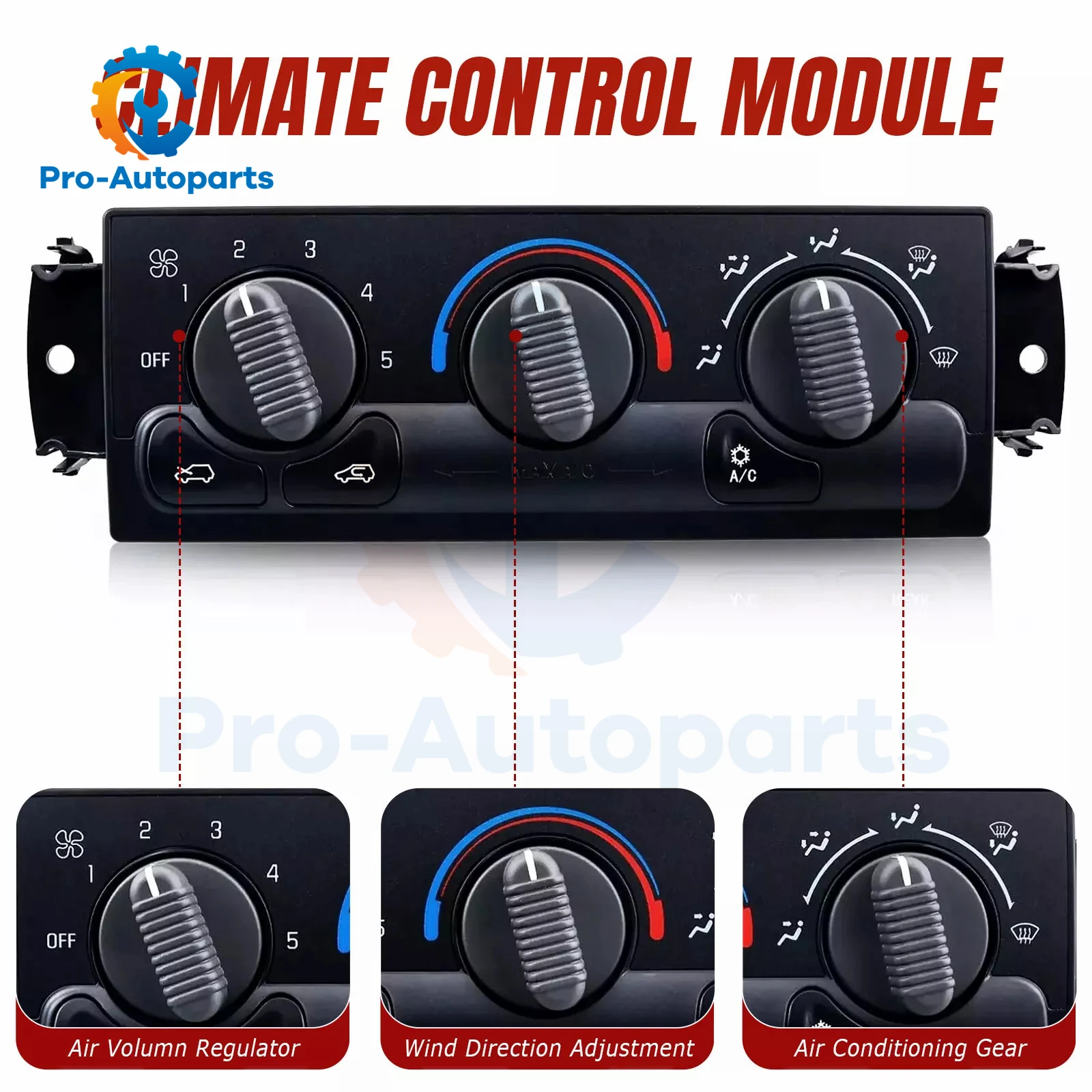 599-266 1PC HVAC 7+12PINS A/C Heater Climate Control Module for Cadillac 2002, Chevrolet 2002-99, GMC 2002-99