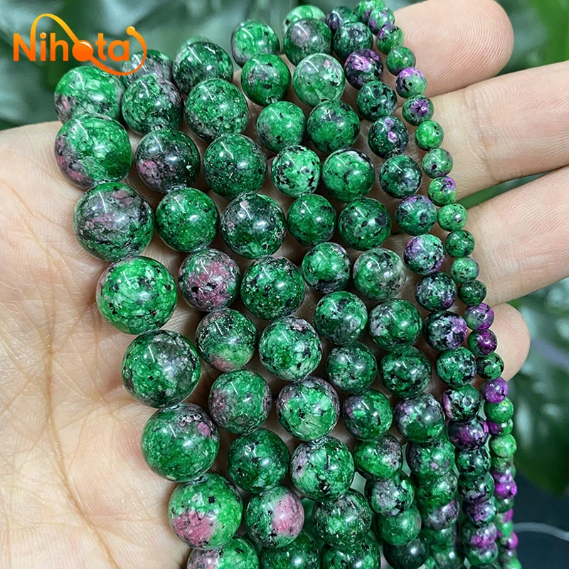 Natural Stone Epidote Zoisite Tourmaline Round Beads 4/6/8/10/12mm DIY Bracelet Earrings Rings Charm for Jewelry Making 15