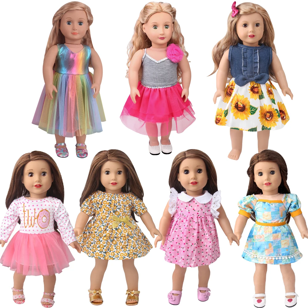 Cute Various Summer Dress Ours & Generation 43 cm Reborn Baby Dolls Accessories Children Toys American 18 Inch Girl Doll Skirt