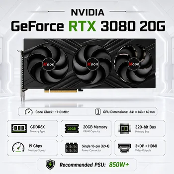 Nueva Tarjeta Gráfica RTX 3080 de 20GB con Triple Ventilador Silencioso, GDDR6X GPU para Juegos, IA, Aprendizaje Profundo y Estaciones de Trabajo 1