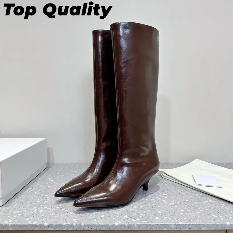 

Women's Fashion Totem Simple Splicing Colorful Long Boots High Barrel Women's Round Head Cowhide Long Boots