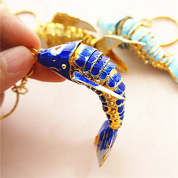 Cute Big Lucky Koi Fish Pendants Keychains for Women Girls Gift  Chinese Cloisonne Enamel Carp Key Holders Animal Charms