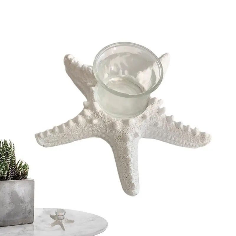 불가사리 캔들 거치대 송진 위시 캔들 거치대, 장식용 탁상 바다 별 조각상, 휴가용 크리에이티브 비치 캔들 거치대