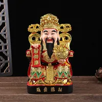 Lucky Resin God of Wealth Buddha Statue ,Attracts Wealth Gold Yuanbao Home Living Office Ornaments
