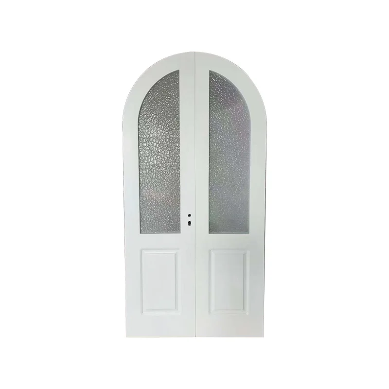 Chinese solid wood paint office double opening tempered matte bathroom glass door