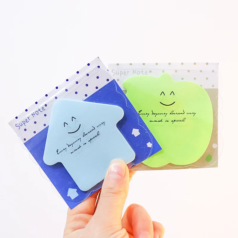 30sheets Shape Fluorescent Note Stickers, Cartoon Notice Stickers, Note Paper, N-time Stickers, Convenient  Note Memo Pad Gift