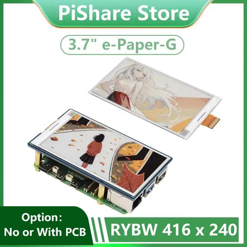Raspberry Pi 3,7 pulgadas e-Paper link (G) 416x240 rojo/amarillo/negro/blanco SPI RYBW píxeles para Arduino / Jetson Nano / STM32