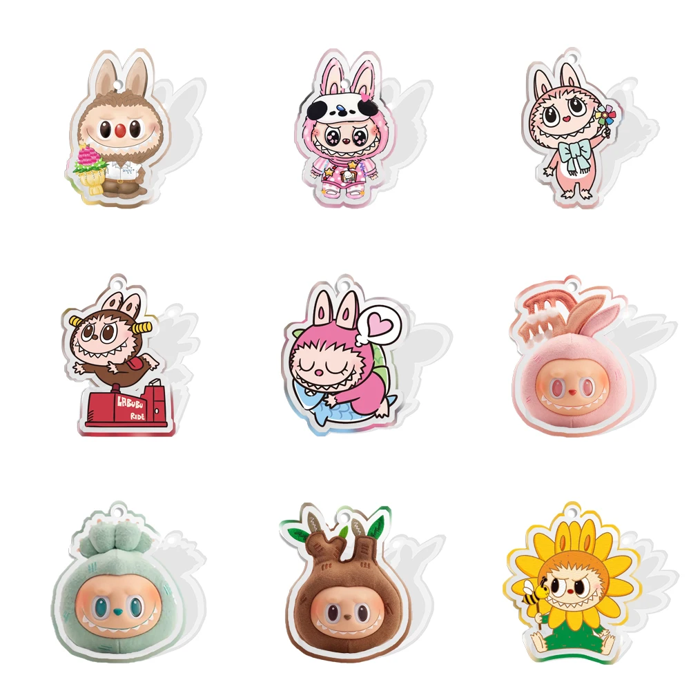 

10 Pcs/Lot Transparent Acrylic Flatback With Hole Cartoon Bubu Planar Resin Charms For DIY Keychain Earrings Gift Bag Pendants