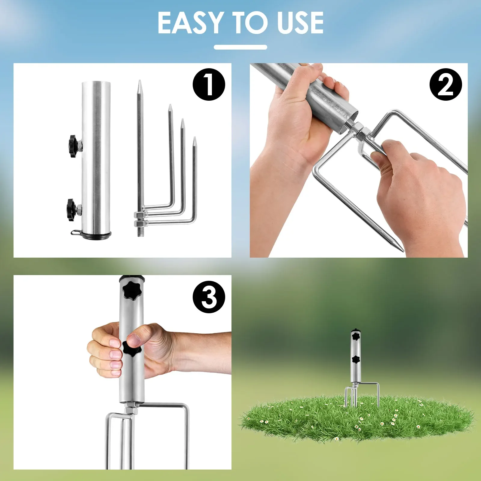 Metals Beach Umbrella Sand Anchor Heavy Duty Umbrella Base Durable Sun Umbrella Stand for Outdoor Garden Camping Umbrella Holder image 5