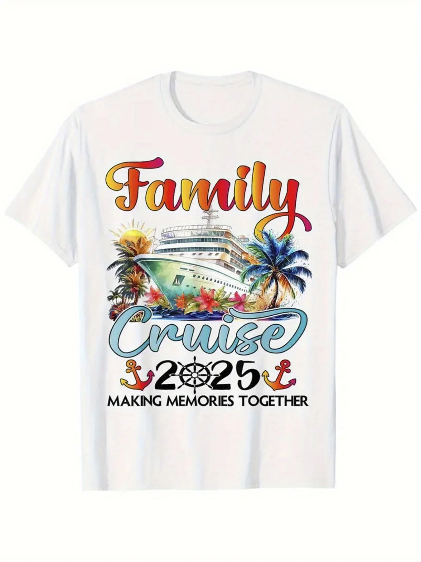 

Family Cruise 2025 Matching T-Shirt -100% Cotton, White Round Neck