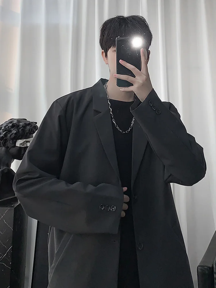 

Casual Cleanfit Men's Suit Coat Autumn Trendy Brand Hair St Cool Haome Flat Collar Two Buttons Long Sve Regular Fit