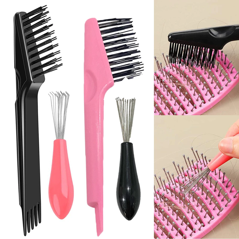 1pcs Hair Brush Cleaner Hairbrush Comb Cleaner for Removing Hair Dust Handle Embeded Comb Cleanup Hook Salon Removing Tool