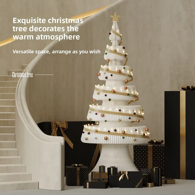 2m Large Foldable Kraft Paper Christmas Tree Eco Friendly Simple Exquisite Home Interior Decoration High Quality Holiday