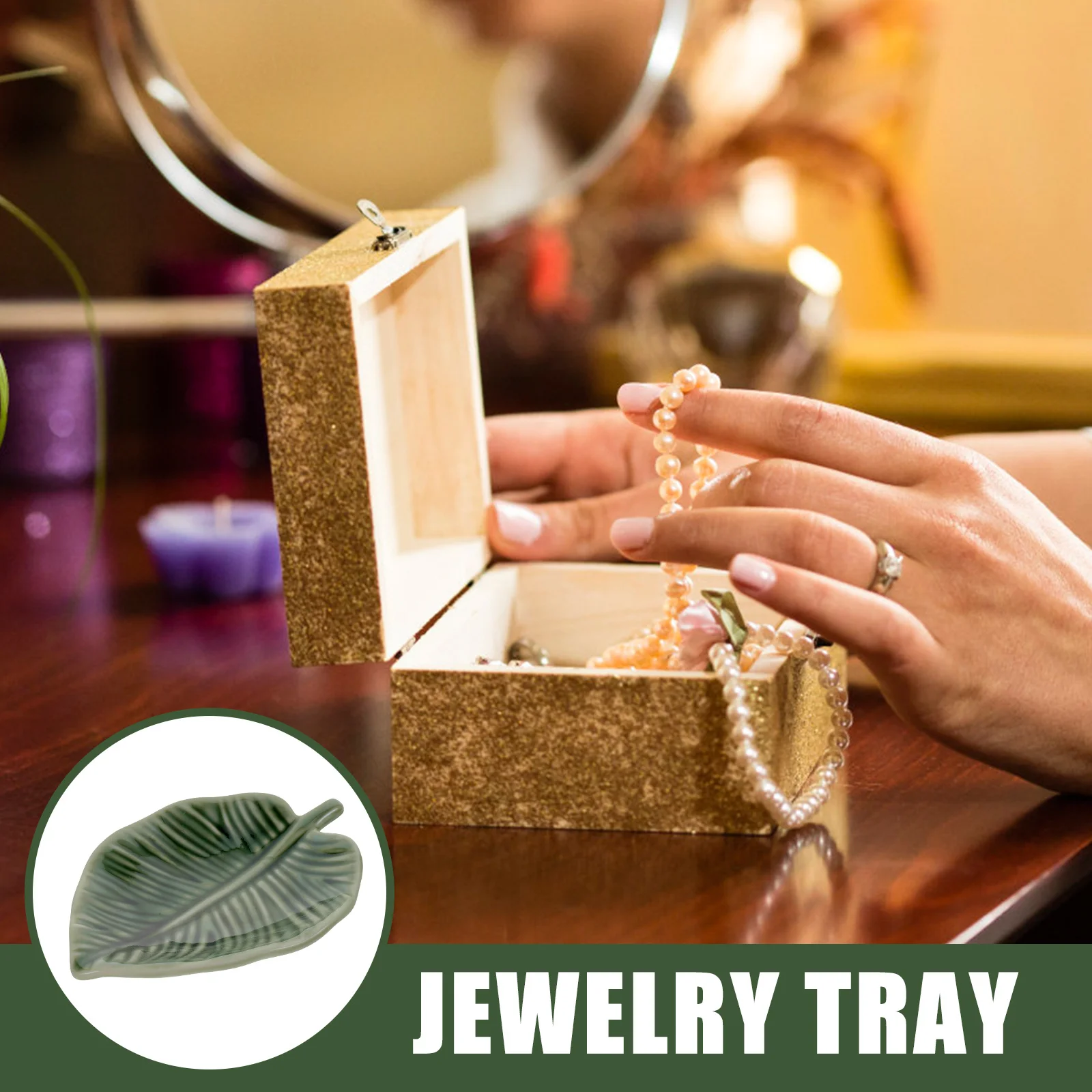 

Nordic Leaf Shape Ceramic Jewelry Tray Decorative Jewelry Display Plate Organizer for Rings Earrings Necklaces Storage