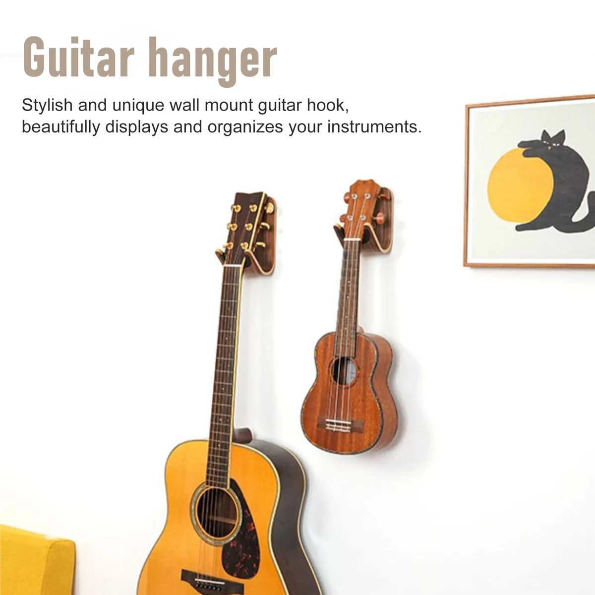 Colgador de pared para monopatín y guitarra, diseño único, colgador de guitarra de madera doblada, soporte de pared para guitarra, accesorios para guitarra acústica