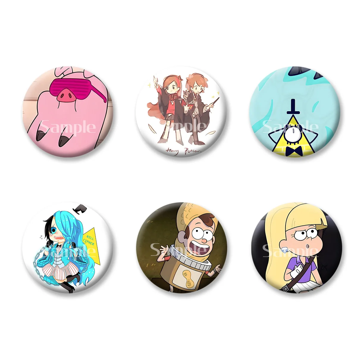 

Gravity Falls Mabel Dipper Anime Cartoon Flash Badge Keychains Makeup Mirror Fridge Magnet ACG Goods Game Peripherals Toy Gift