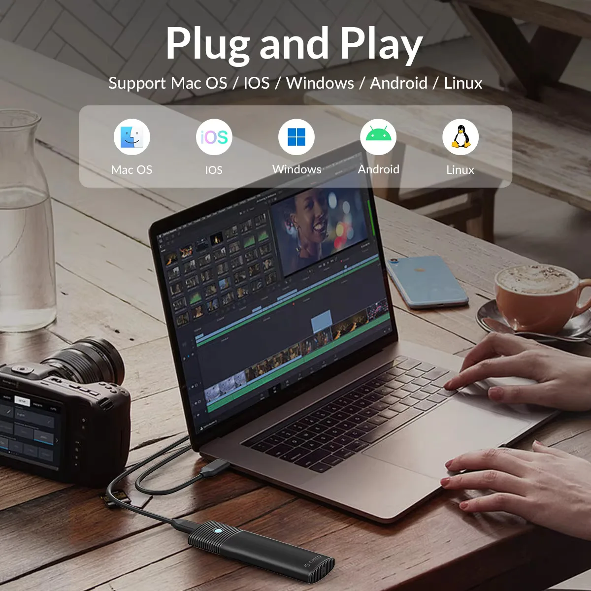 ORICO 10Gbps M2 SSD Enclosure NVMe PCIe SSD Box for M.2 NVMe NGFF SATA SSD Disk Tool Free M.2 SSD Case Built-in Metal Heat Sink