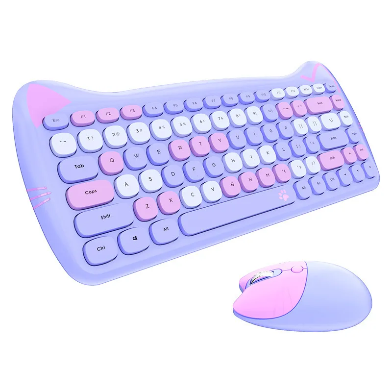 M800 Cute Wireless Keyboard Mouse Combo 2.4ghz Retro Colorful Wireless Keypad Mouse Compatible With Windows Pc Desktop Laptop