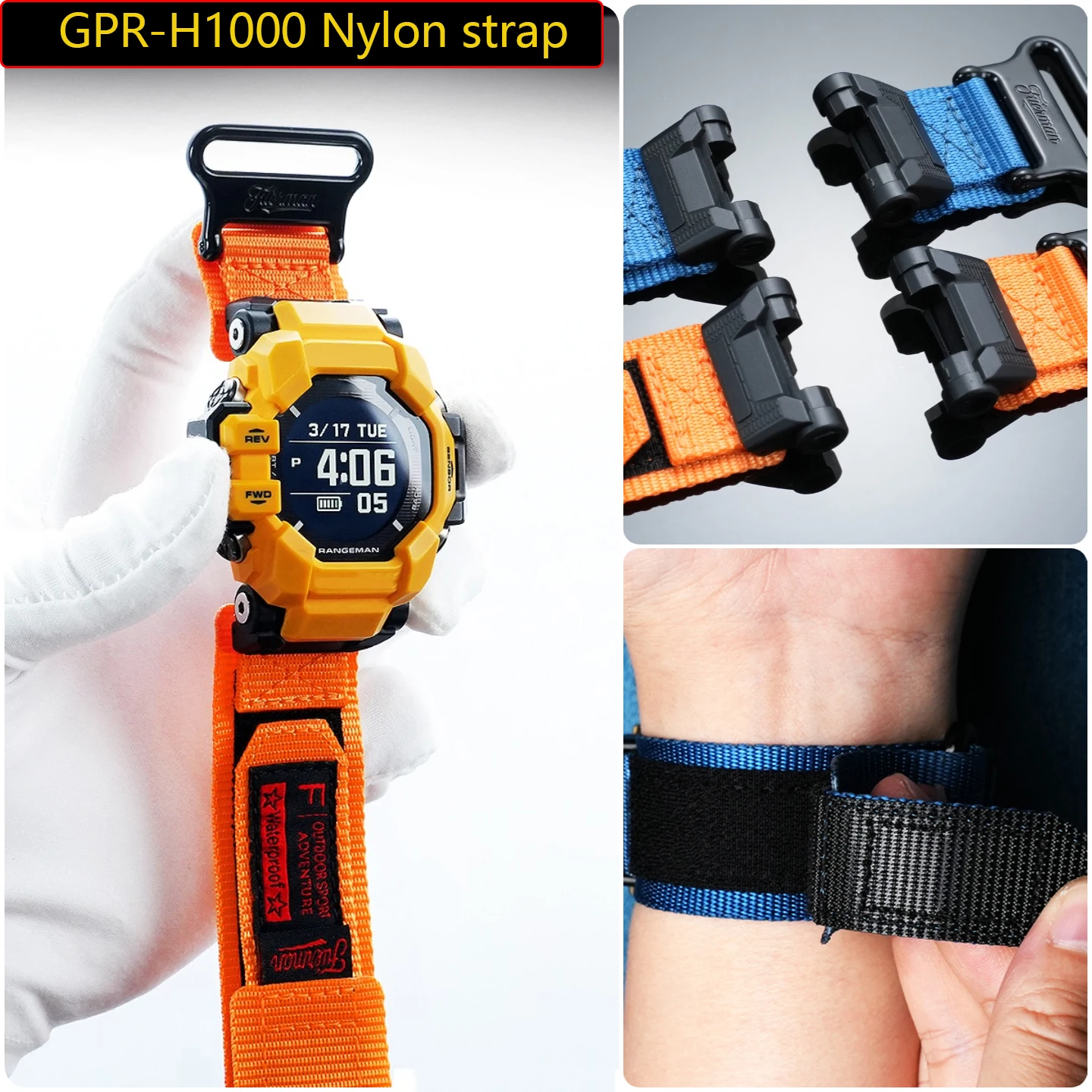 GPR-H1000 Wasserdichtes, atmungsaktives Nylon-Uhrenarmband für Casio 3554 GPR-H1000 Serie, modifiziertes Sportarmband, Herrenuhren-Zubehör