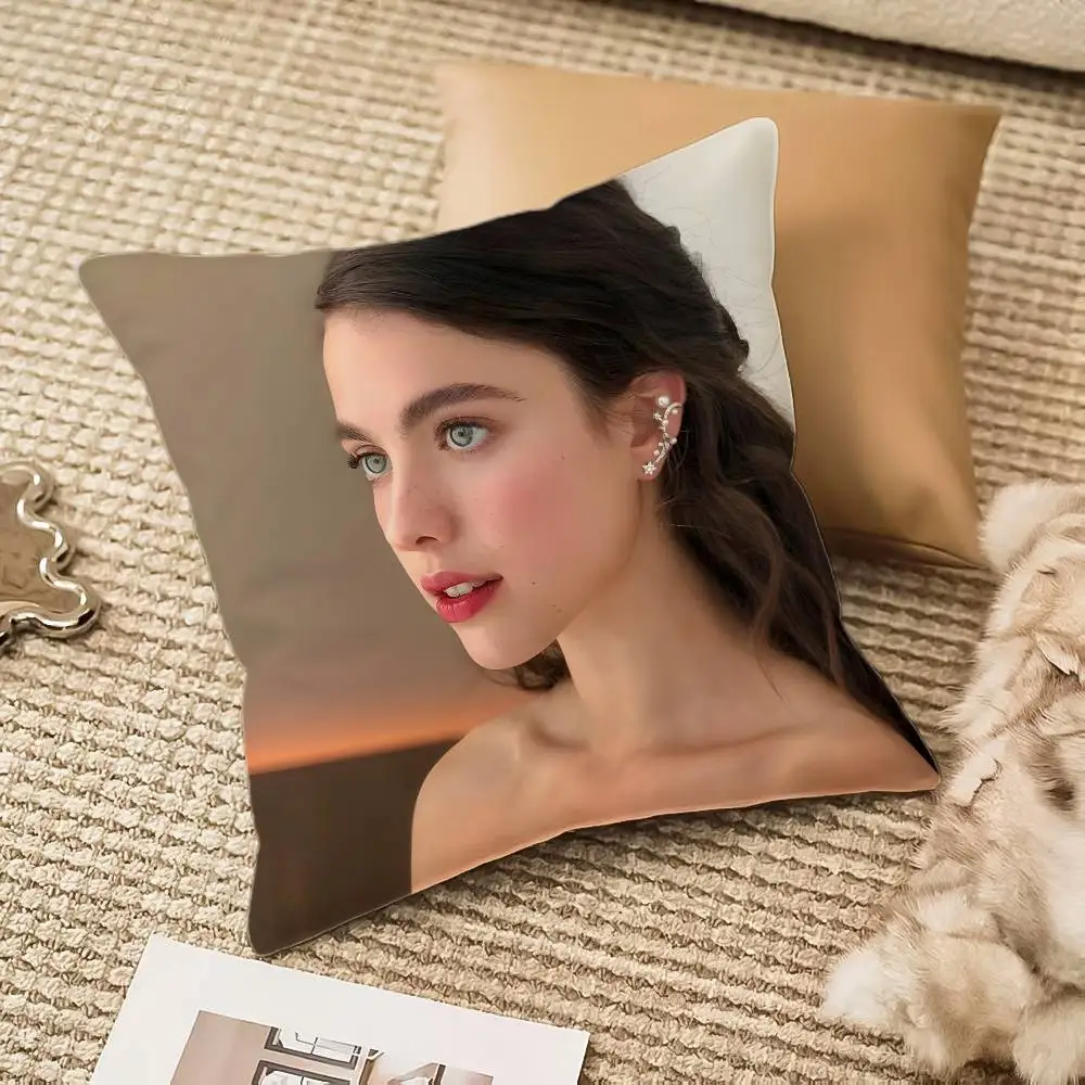 M-Margaret Q-Qualley صورة كيس وسادة مكافحة الغبار المخدة غير مرئية سستة حريري أفخم أريكة