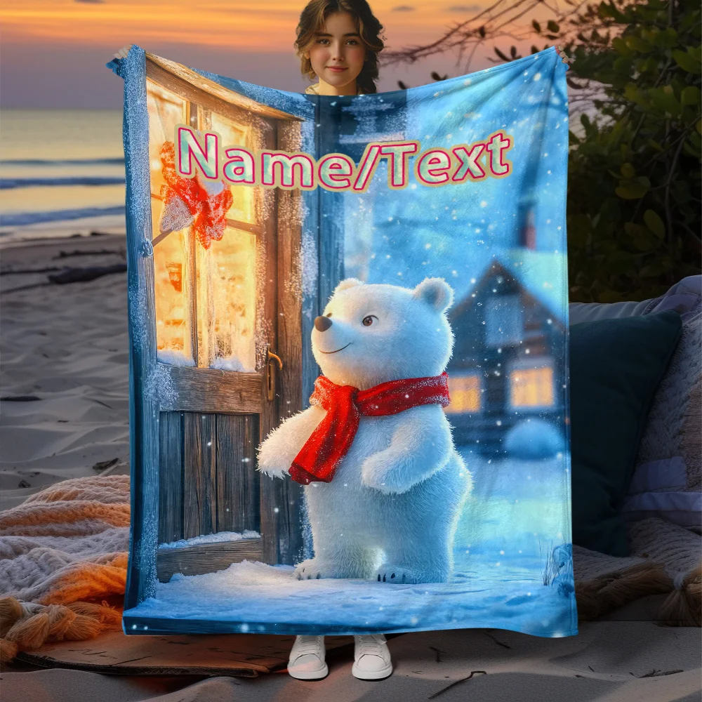 Personalized cute cartoon koala pattern flannel blanket - Soft and warm blanket suitable for all seasons
