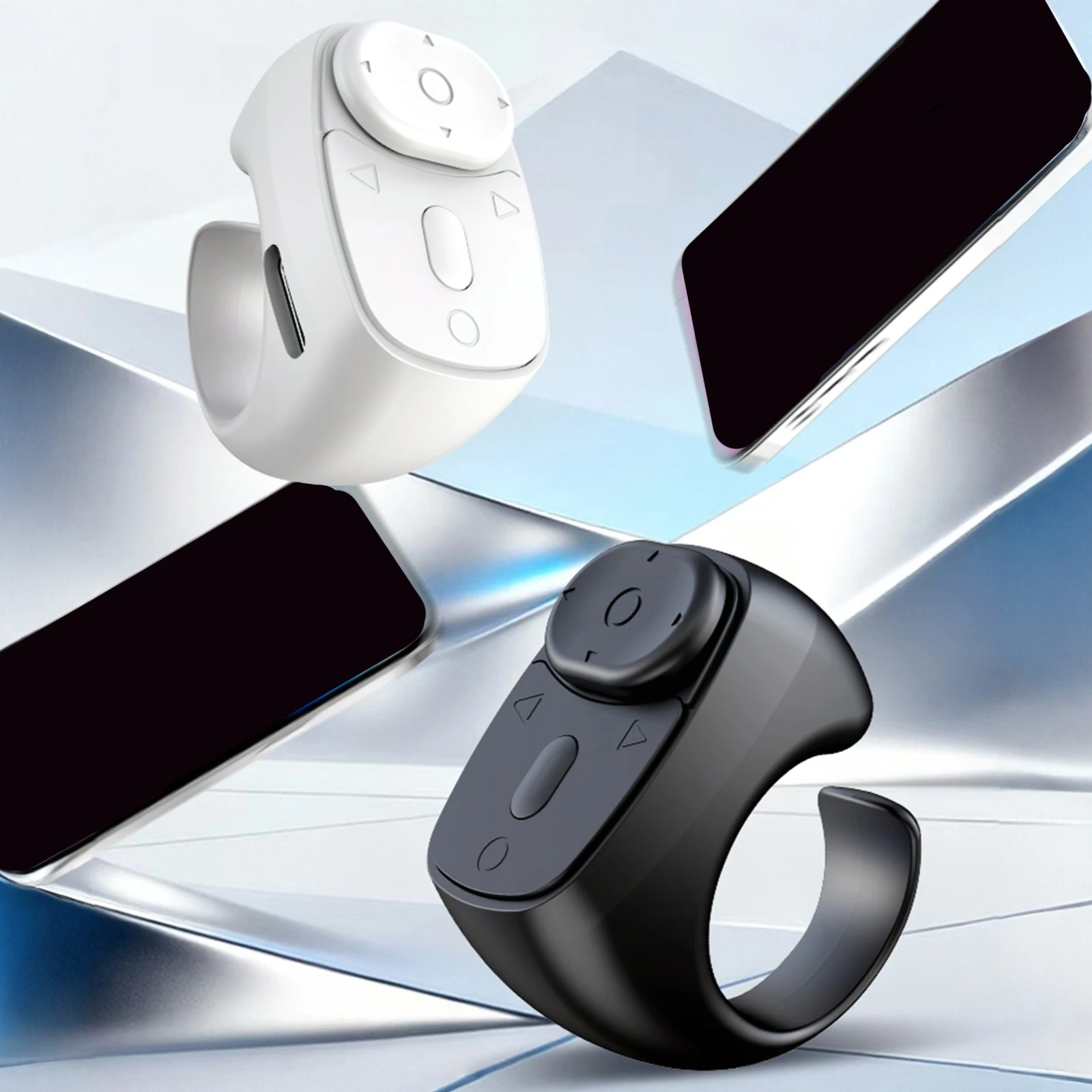 BT Finger Shutter Remote Control for Android iPhone iPad Tablets Rechargeable for Video Streaming Photography and Music
