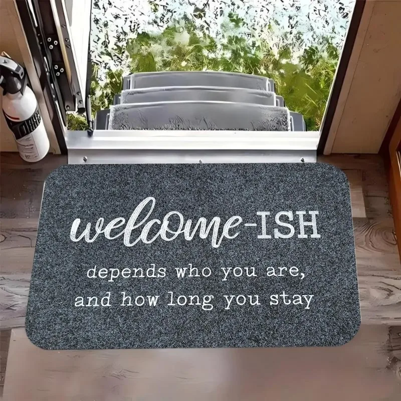 Multi Colored Front Welcome Doormat Outdoor Entrance Carpet  Anti Slip Rug Ish Depends on Who You Are Polyester At Your Doorstep