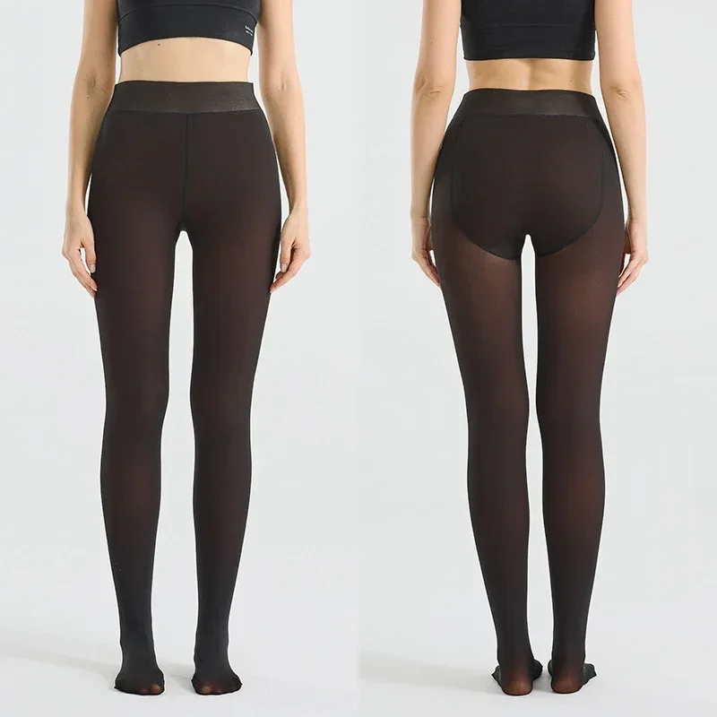 Collant termici spessi Calze da donna Caldo inverno Collant traslucido sexy Leggings Collant sottile elastico a vita alta femminile
