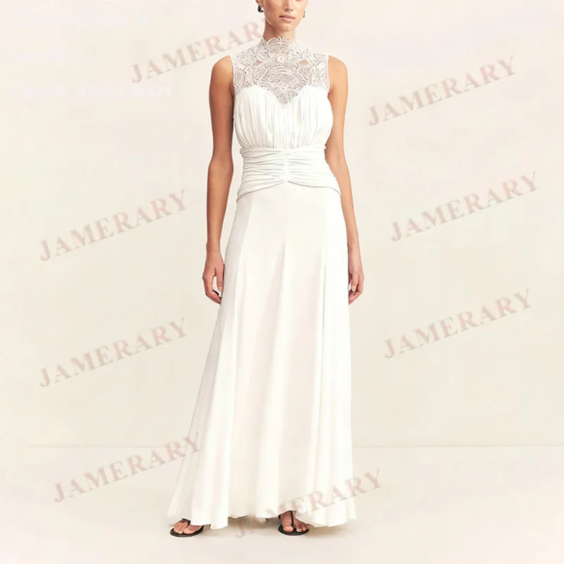 ชุดเดรสยาวผ้าชีฟองลูกไม้ฤดูร้อน ดีไซน์หรูหรา ทรงเอ พลีท สำหรับงานพรอมหรืองานปาร์ตี้ สีดำ ซีทรู คุณภาพดี