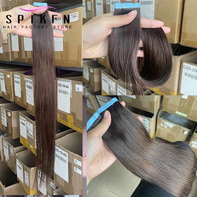 Lighi 무게추 인모 테이프, 여성용 자연스러운 직모, 심리스 PU 피부 씨실, 12-20 인치, 30g/팩, 20 개