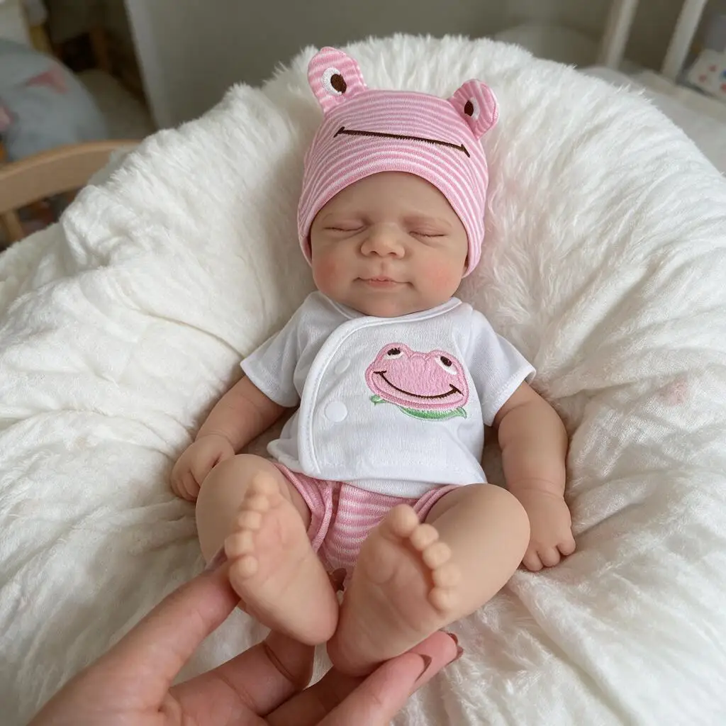 13 Inch Handmade 3D Newborn Reborn Baby Doll Pascale Silicone Bebe Doll For Birthday Present