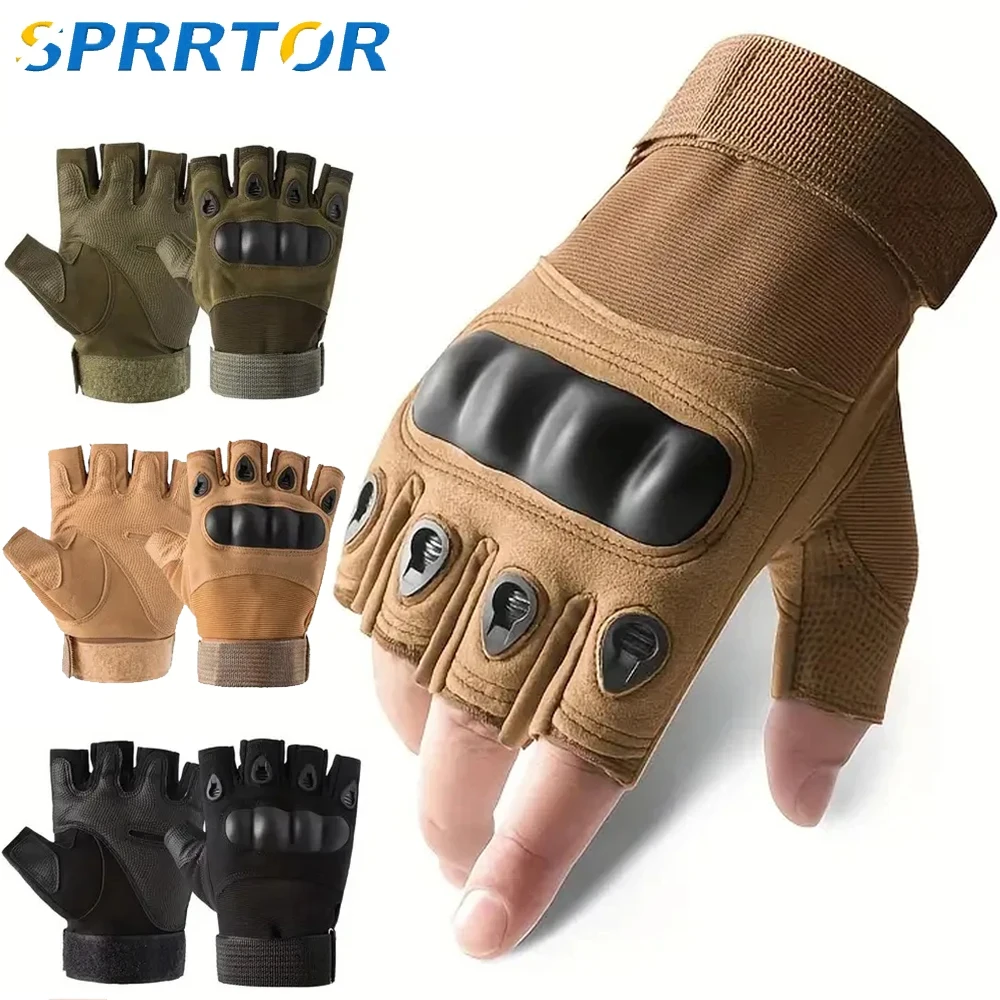 

1Pair Summer Fingerless Tactical Gloves Men Women Knuckles Protective Gear Hand Driving Climbing Cycling Bicycle Riding