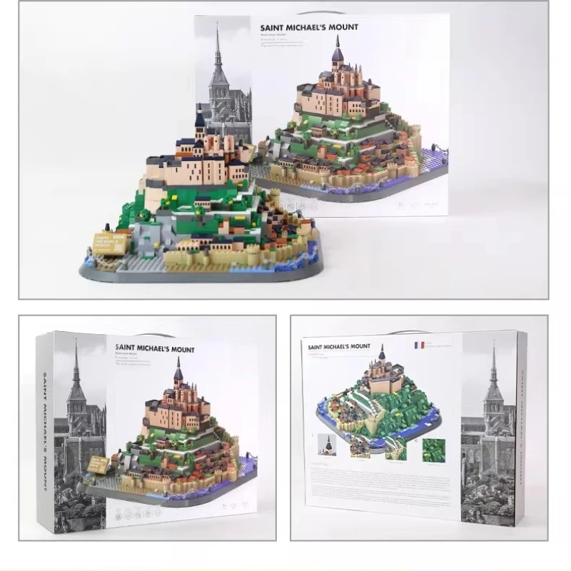 Sembo mont saint-michel blocos de construção montagem educacional das crianças ornamentos de mesa arquitetura estrangeira brinquedos da moda