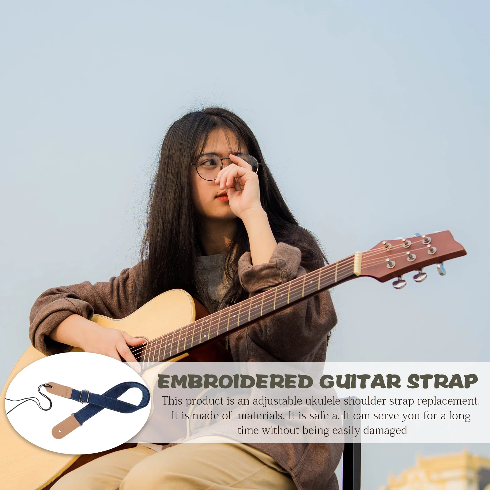 

Ukulele Strap Cotton Linen Ends Adjustable Guitar Strap Green Color Baby Guitars Long Use Perfect Size Shoulder Straps