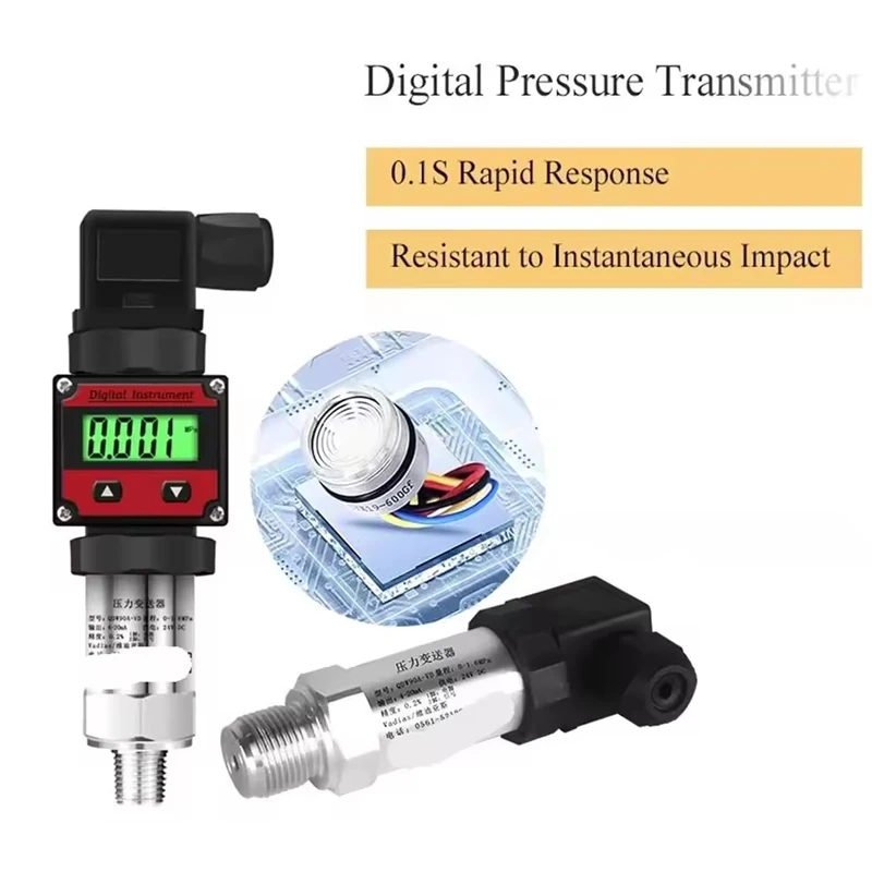 Two Wires Pressure Transmitter 0.1Mpa 1.0Mpa 1.6Mpa 4-20ma Water Oil Gas Pressure Transducer LCD Pressure Sensor