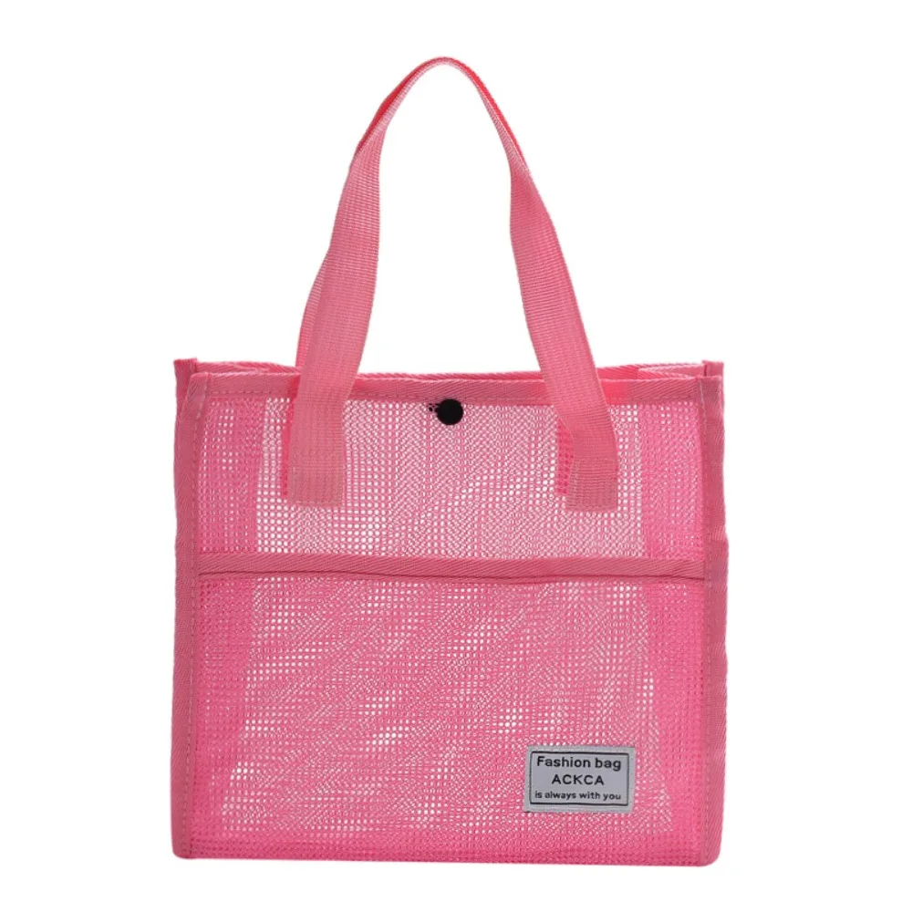 

Quality Large Capacity Women's Bag Solid Color Mesh Beach Bag Breathable Women's Handle Bag Travel