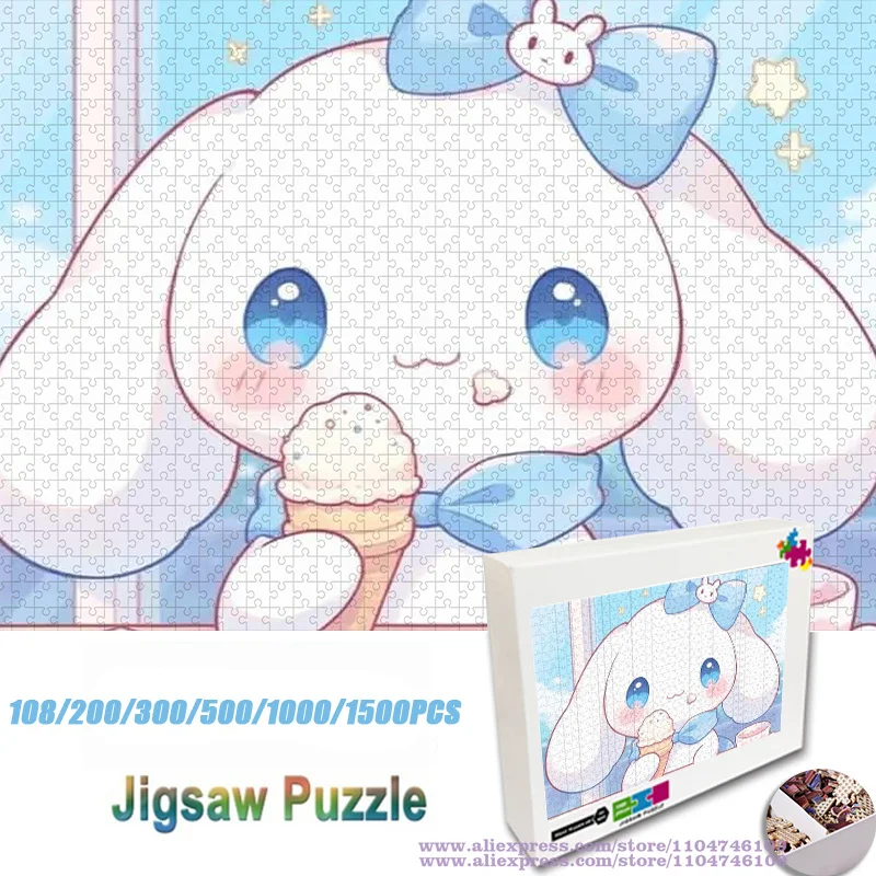 

Miniso Sanrio, новая милая головоломка Cinnamoroll, 108/200/300/500/1000/1500 шт., интеллектуальные головоломки, украшение для дома, детский подарок