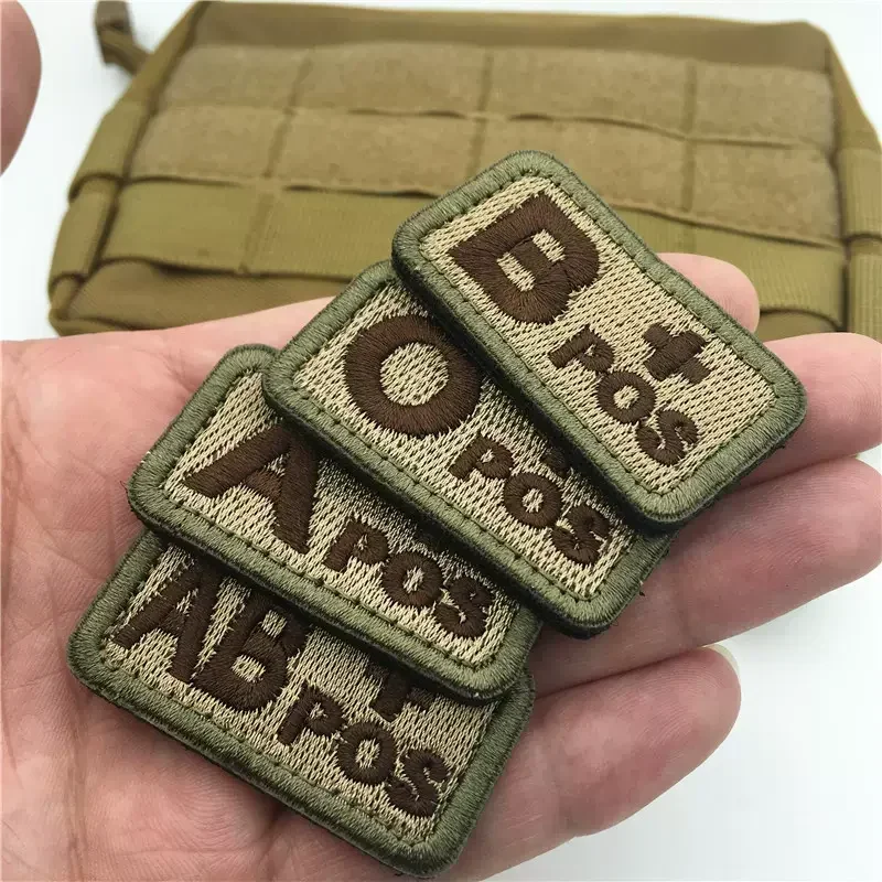 1Pcs Embroidery Patches Blood Type Positive Negative Military Tactics Badge for Backpack Hook & Loop Army Accessories A B O AB