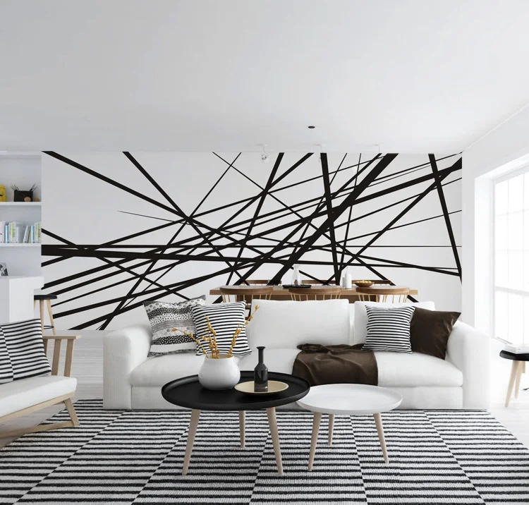 custom 3d Nordic style art simple wallpaper living room sofa dining room TV background wall black white line mural bedroom 8d