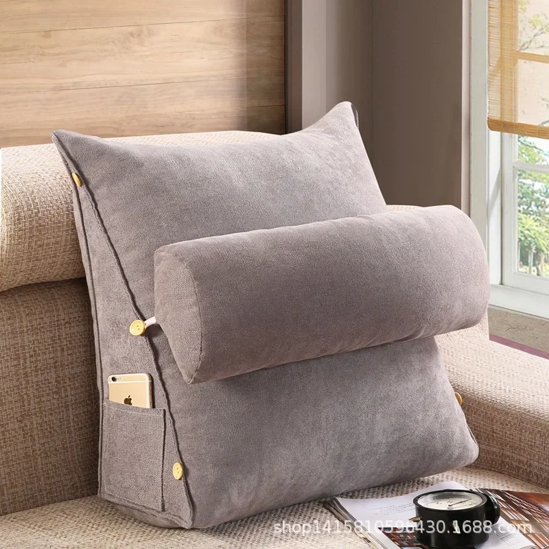 Headboard Triangle Cushion Detachable Washable Sofa Backrest Lumbar Pillow Large Tatami Pillow Backrest Cushion Chair Cushion