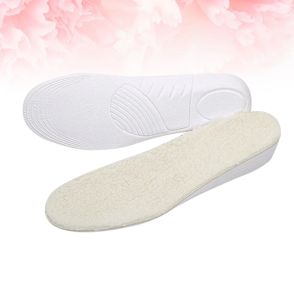 

1Pair Heightening Insoles Wool Shoe Cushions Size S 3.5cm Non-Slip Warm Shoe Lifts Comfortable Pads Wool Insoles