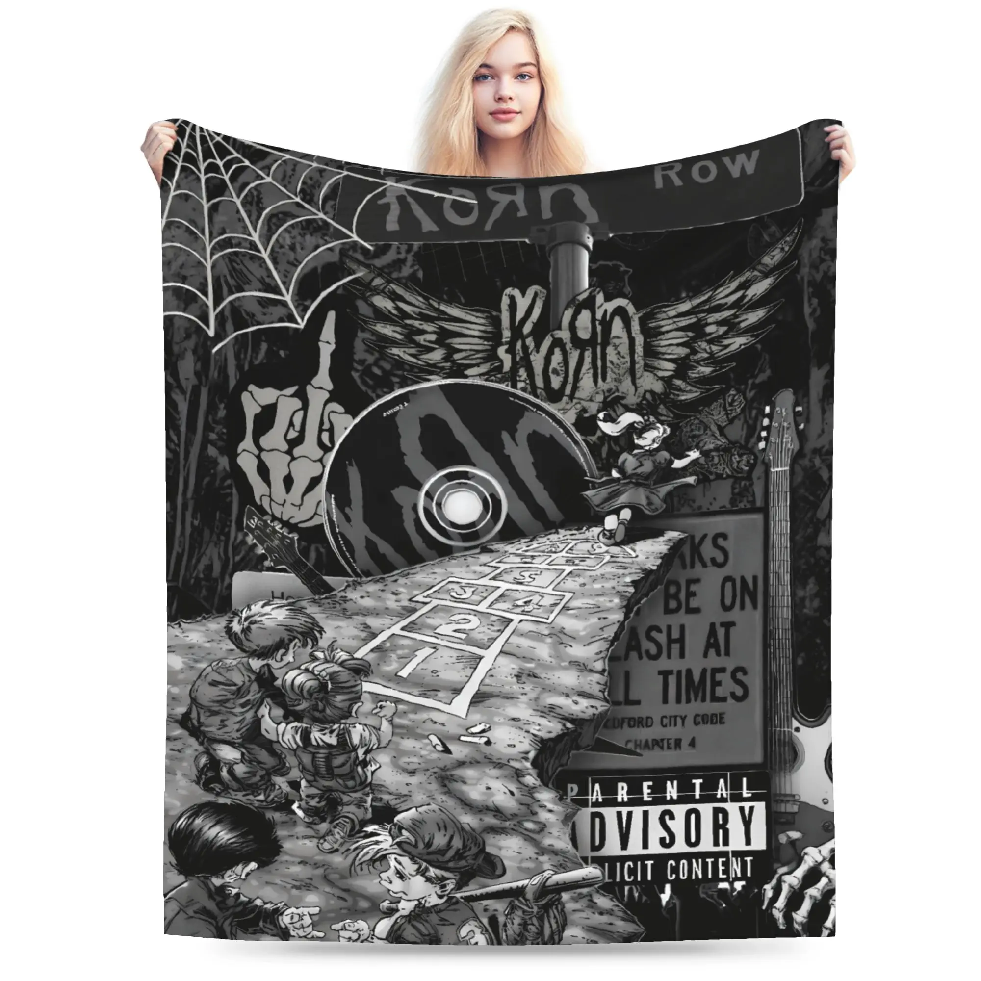 Korn Music Concert Rock Flannel printed blanket suitable for all seasons suitable for living room office sofa and travel - view 3