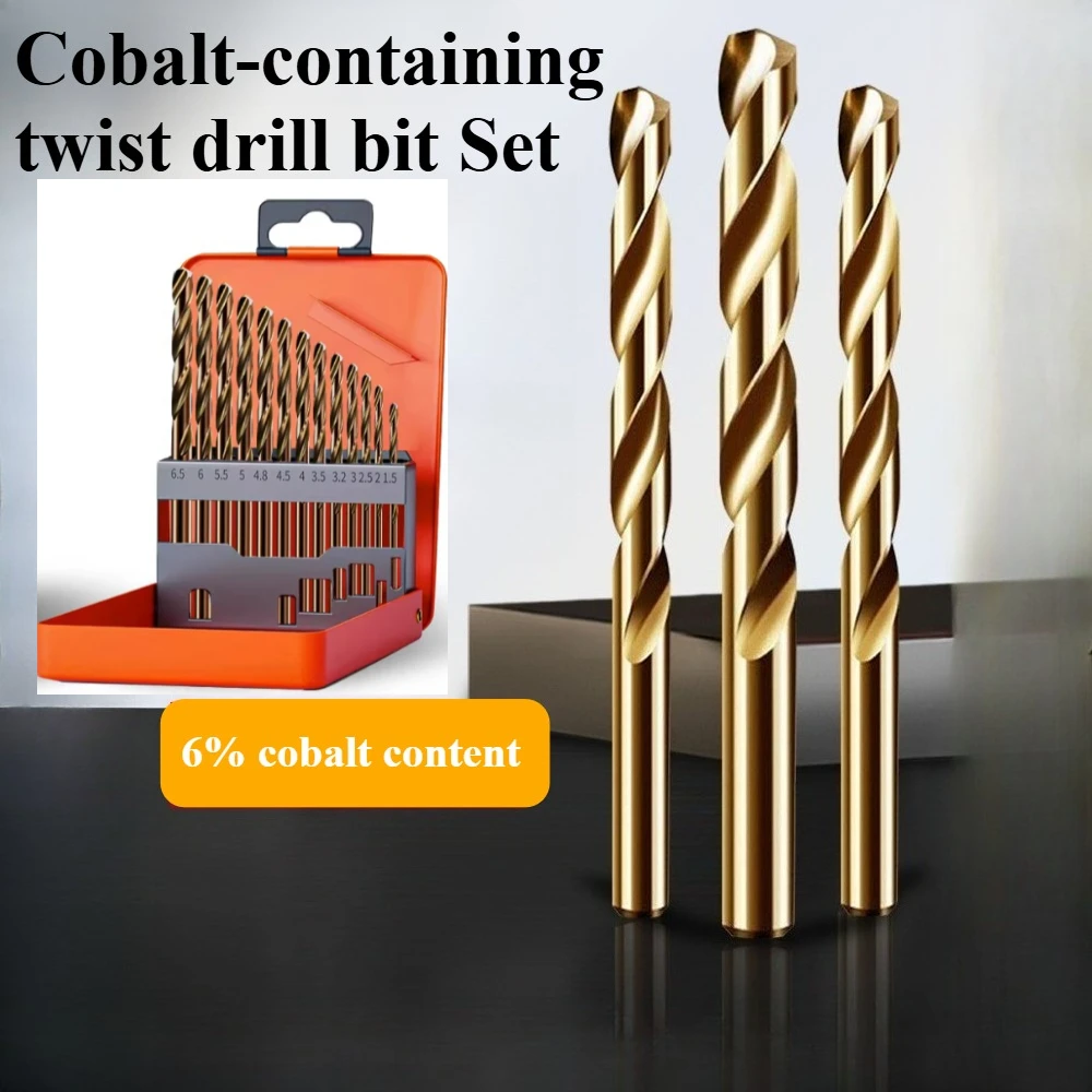 Twist drill set, high-strength stainless steel special drill, steel metal woodworking wood straight handle punching set