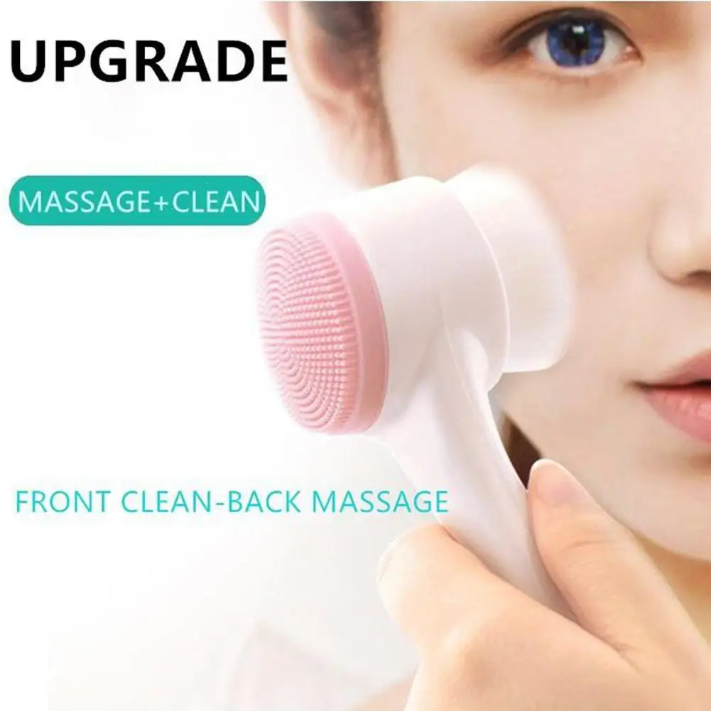 Face Washing Silicone Facial Brush Manual Face Washing Massage Brush Soft Brush Hair Sided Cleaning Double Brush M3J5