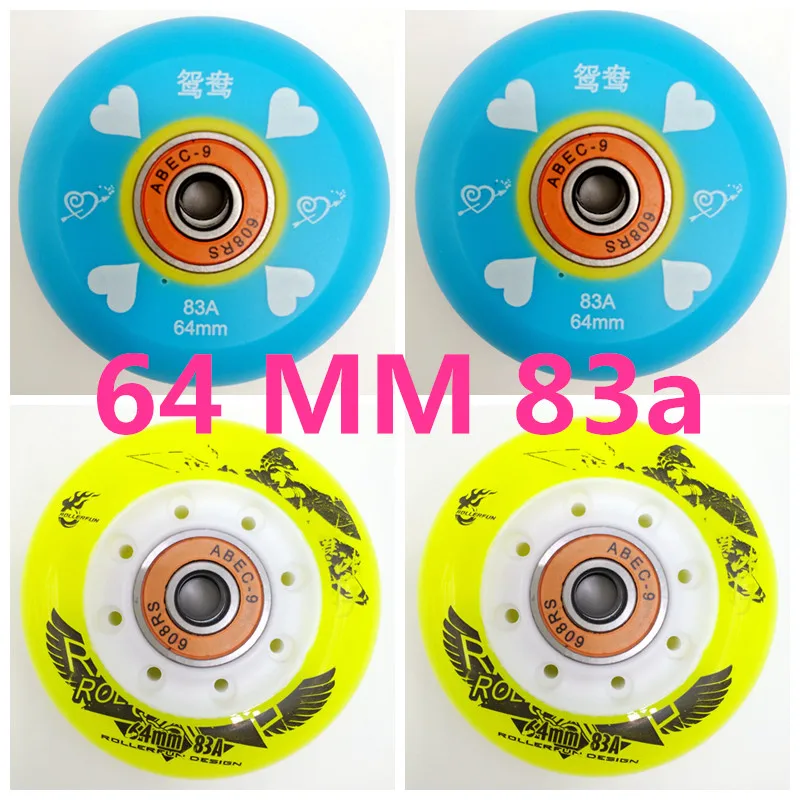 Inline Roller Skate Roda para Crianças, 64mm, 83a, frete grátis, abec-9